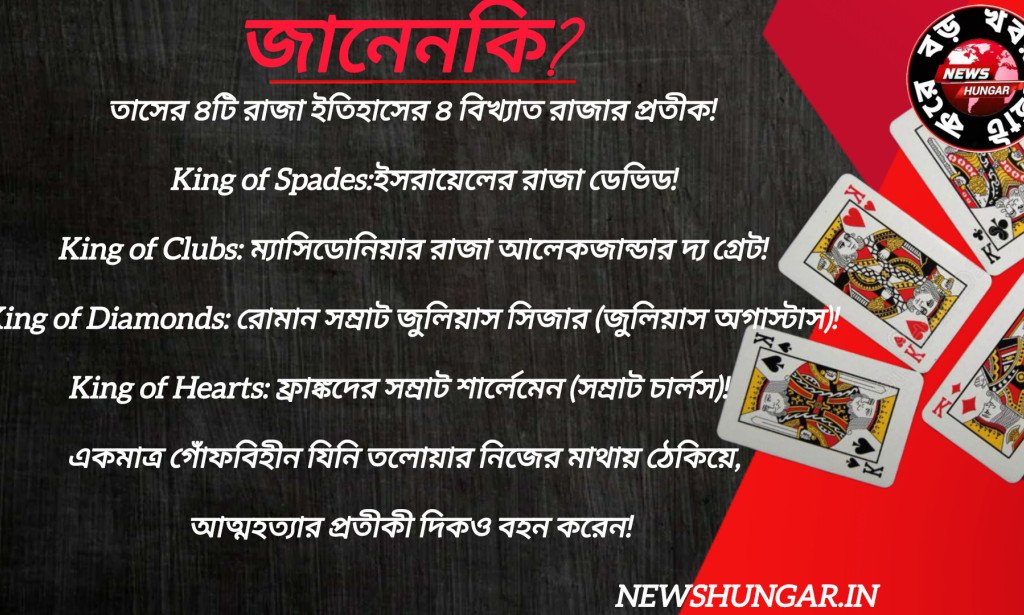 জানেনকি?  তাসের ৪টি রাজা ইতিহাসের ৪ বিখ্যাত রাজার প্রতীক!